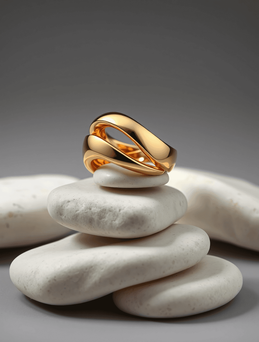 gold ring in rocks
