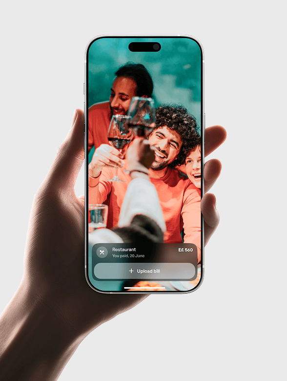 Mobile app screen showing family photo — UI concept preview