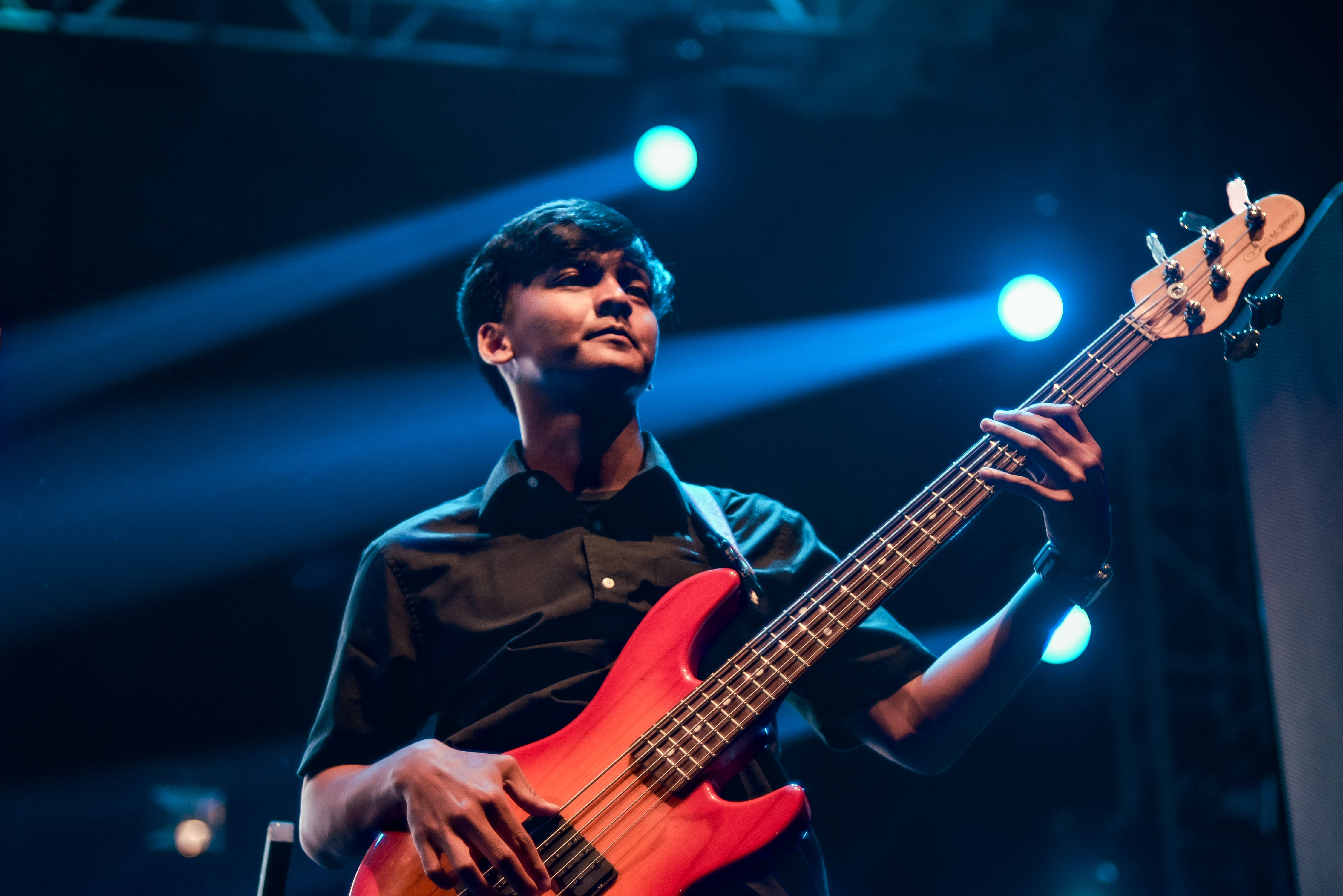 Pram as Bassist of ITS Jazz, perfom at Psylebration Surabaya