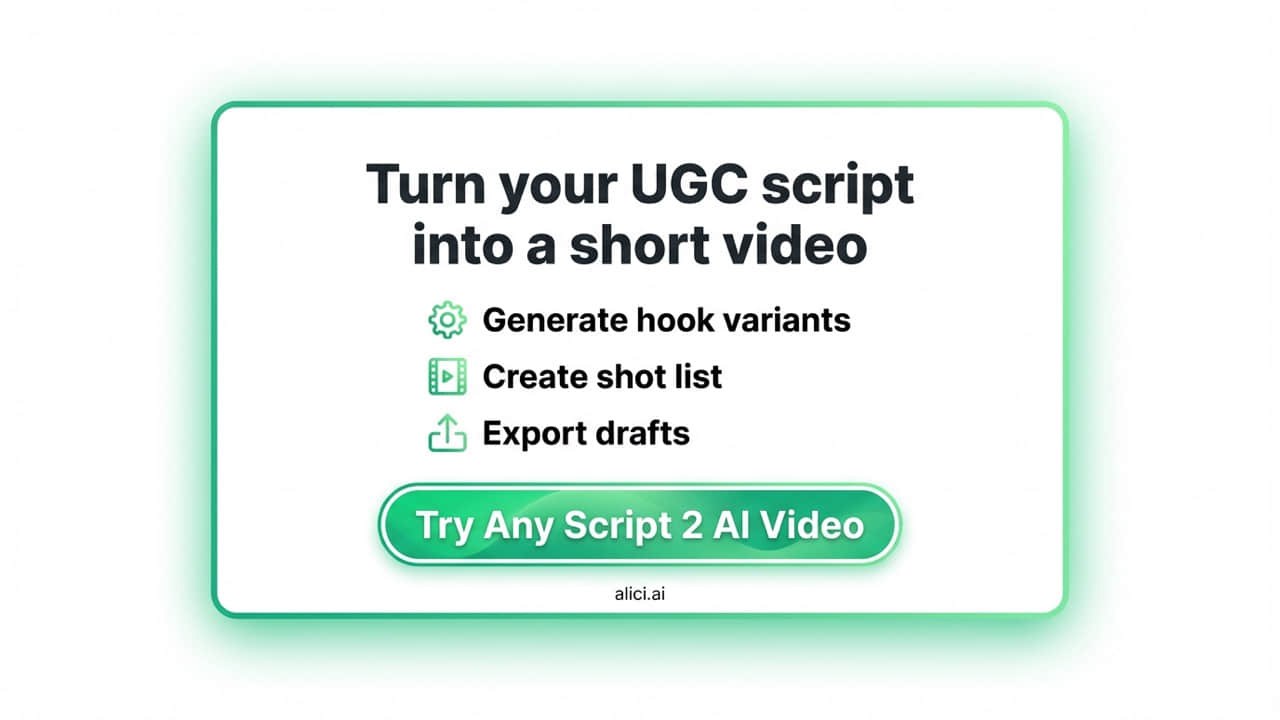 Script to Video CTA - Start creating UGC ads with AI