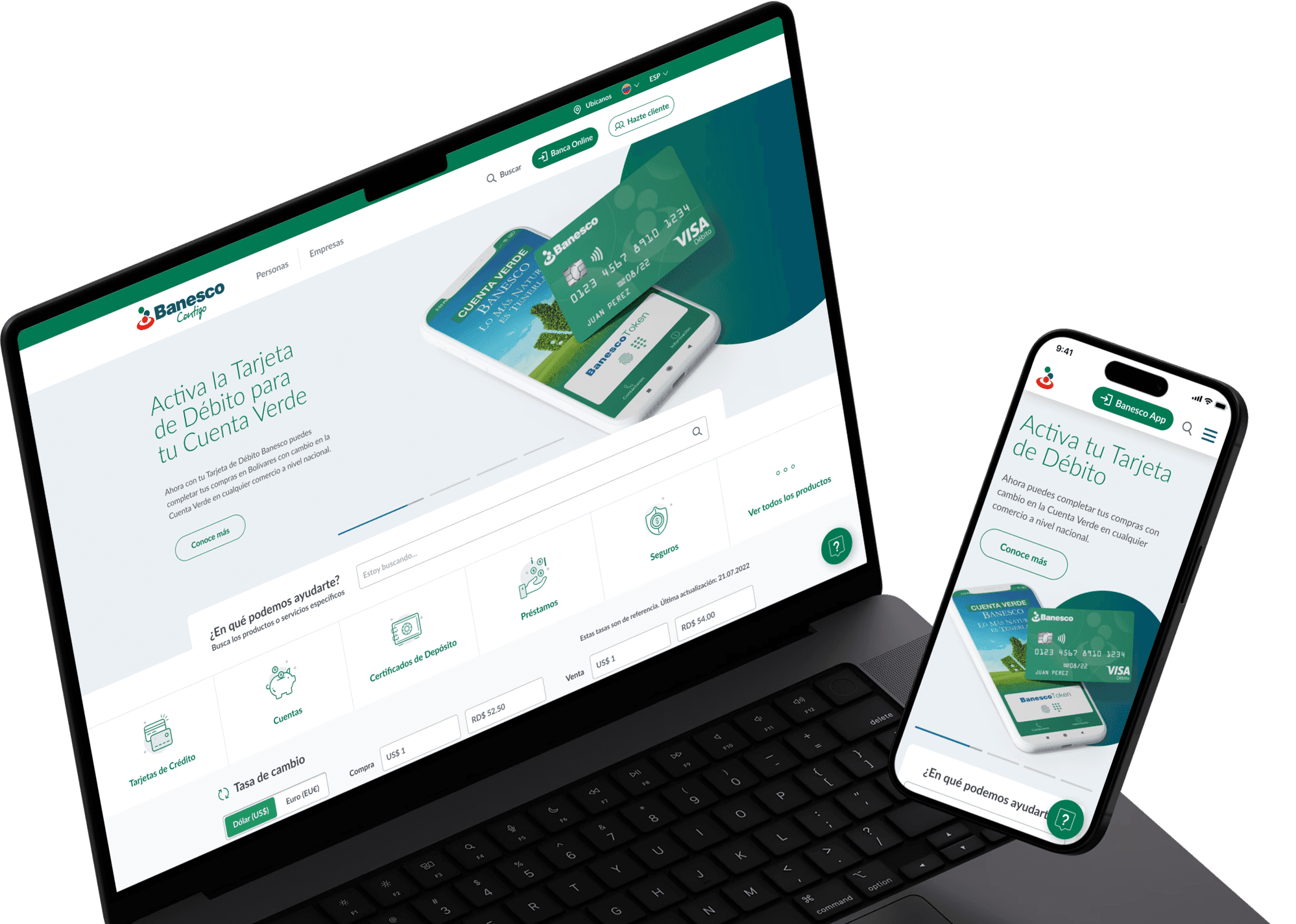 Pantalla de inicio para todas las sedes de Banesco Internacional