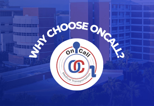 Five-star customer review rating badge for OnCall Medical Transport.