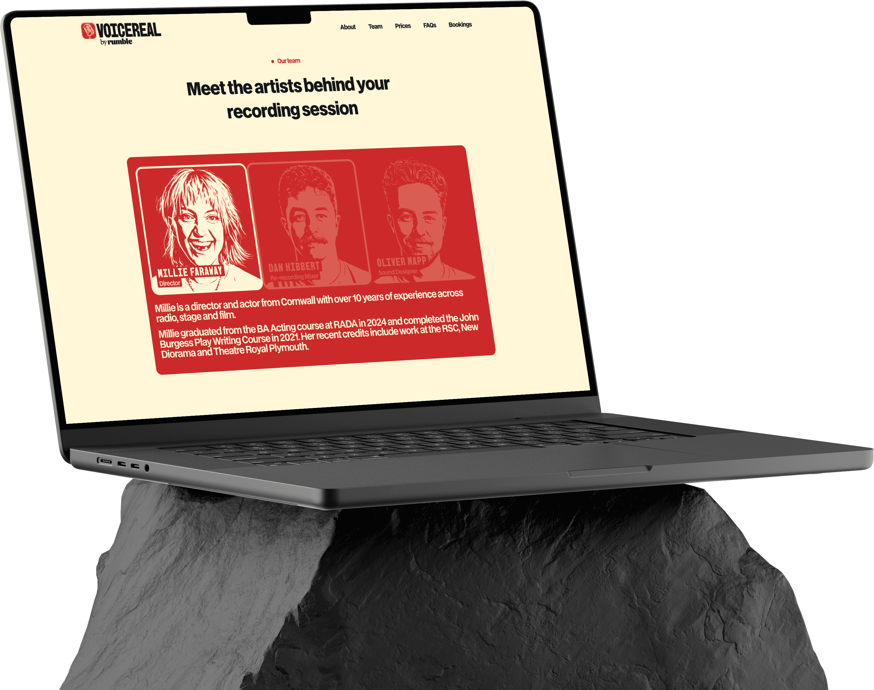 This stylish carousel presents the team as friendly & approachable.