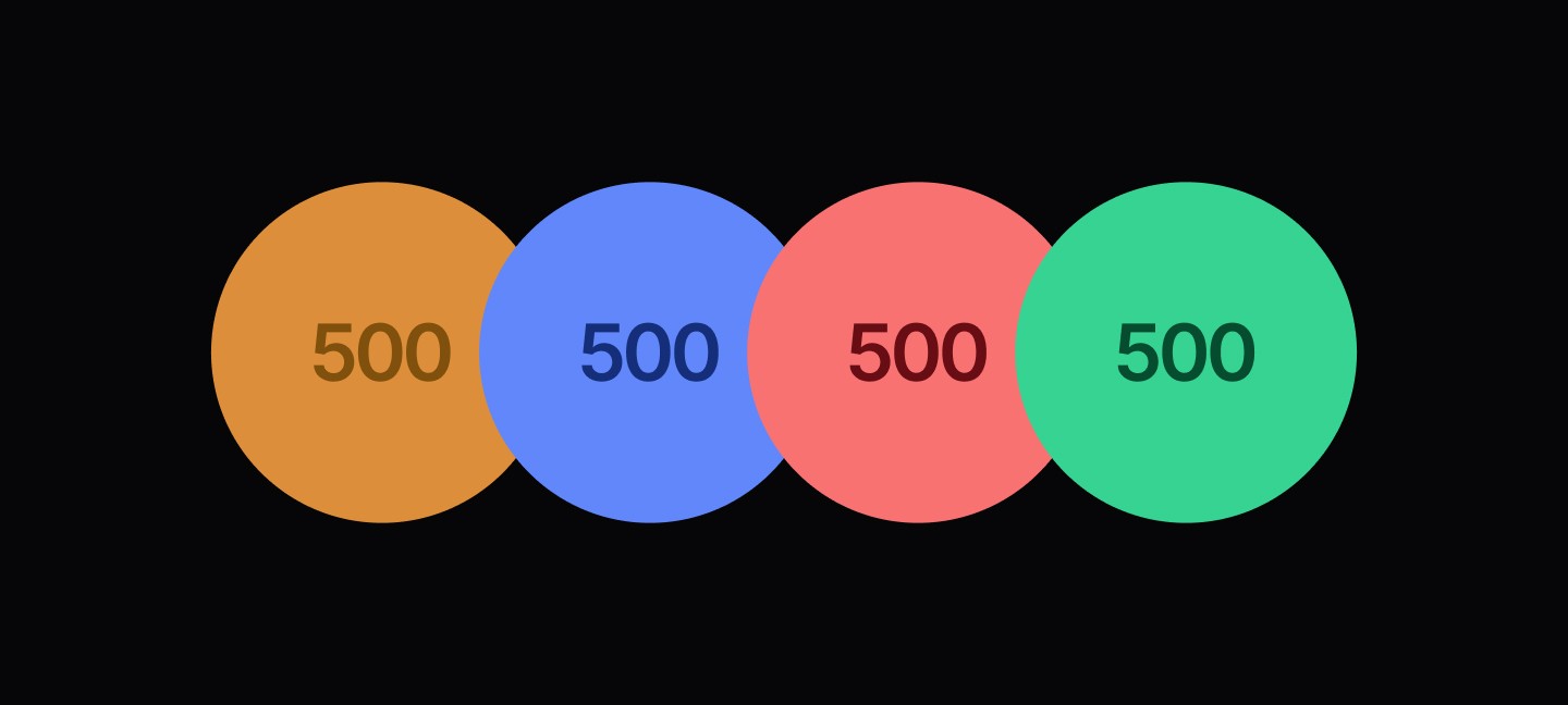 A color palette categorization with three labeled sections: ‘Primary,’ ‘Secondary,’ and ‘Feedback.