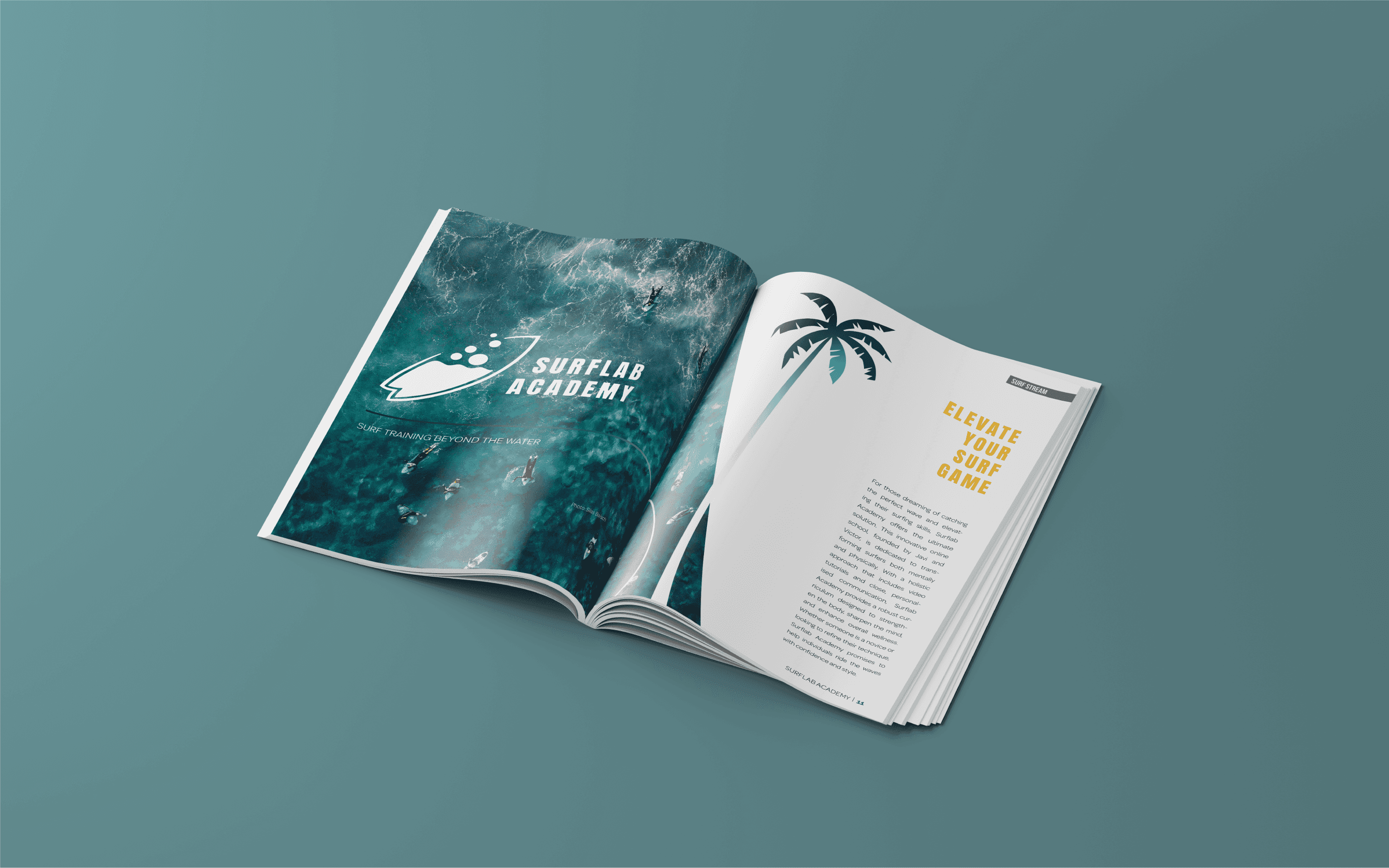 Surflab academy magazine article design
