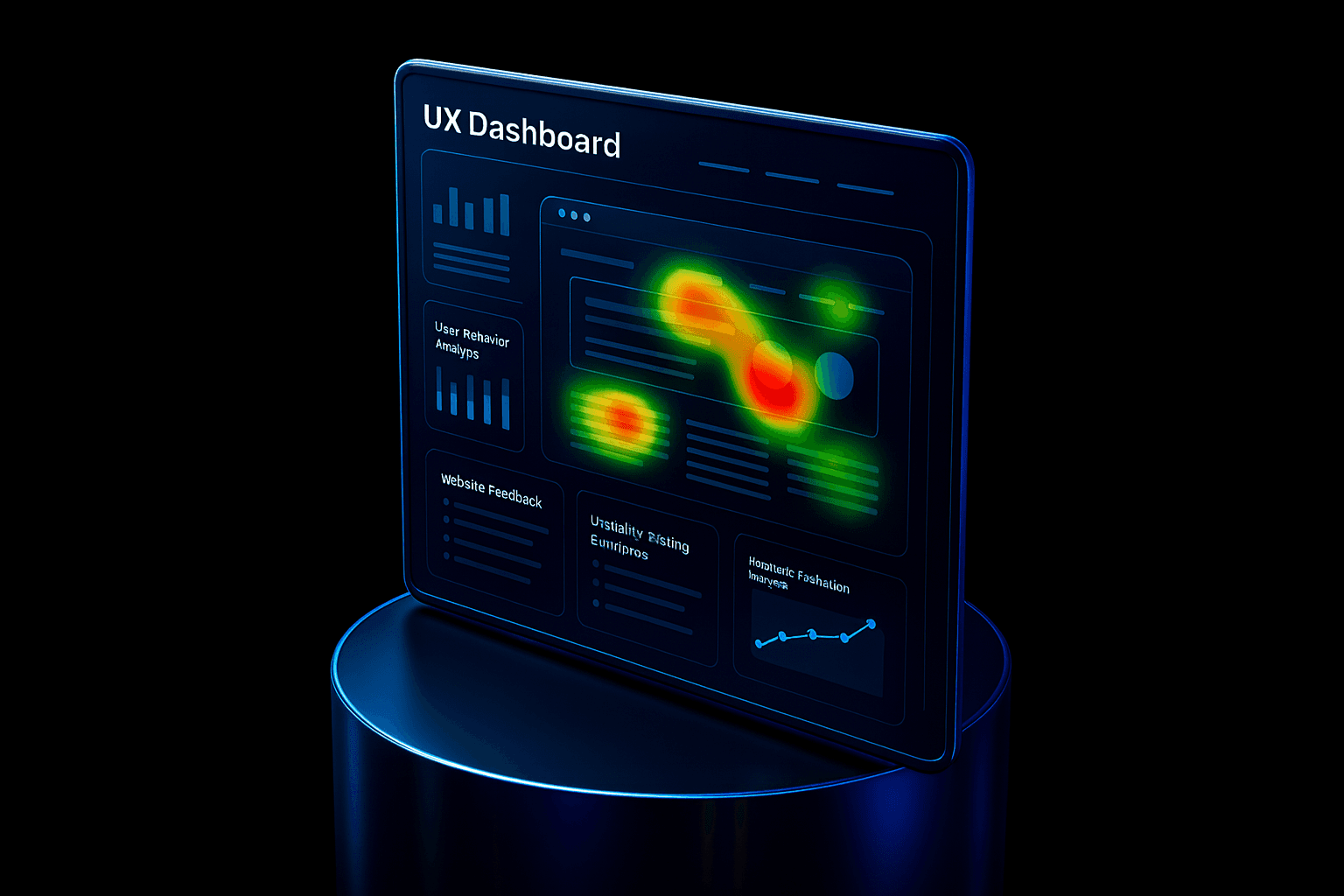 Eye-tracking heatmap showing areas of high cognitive load on a web interface