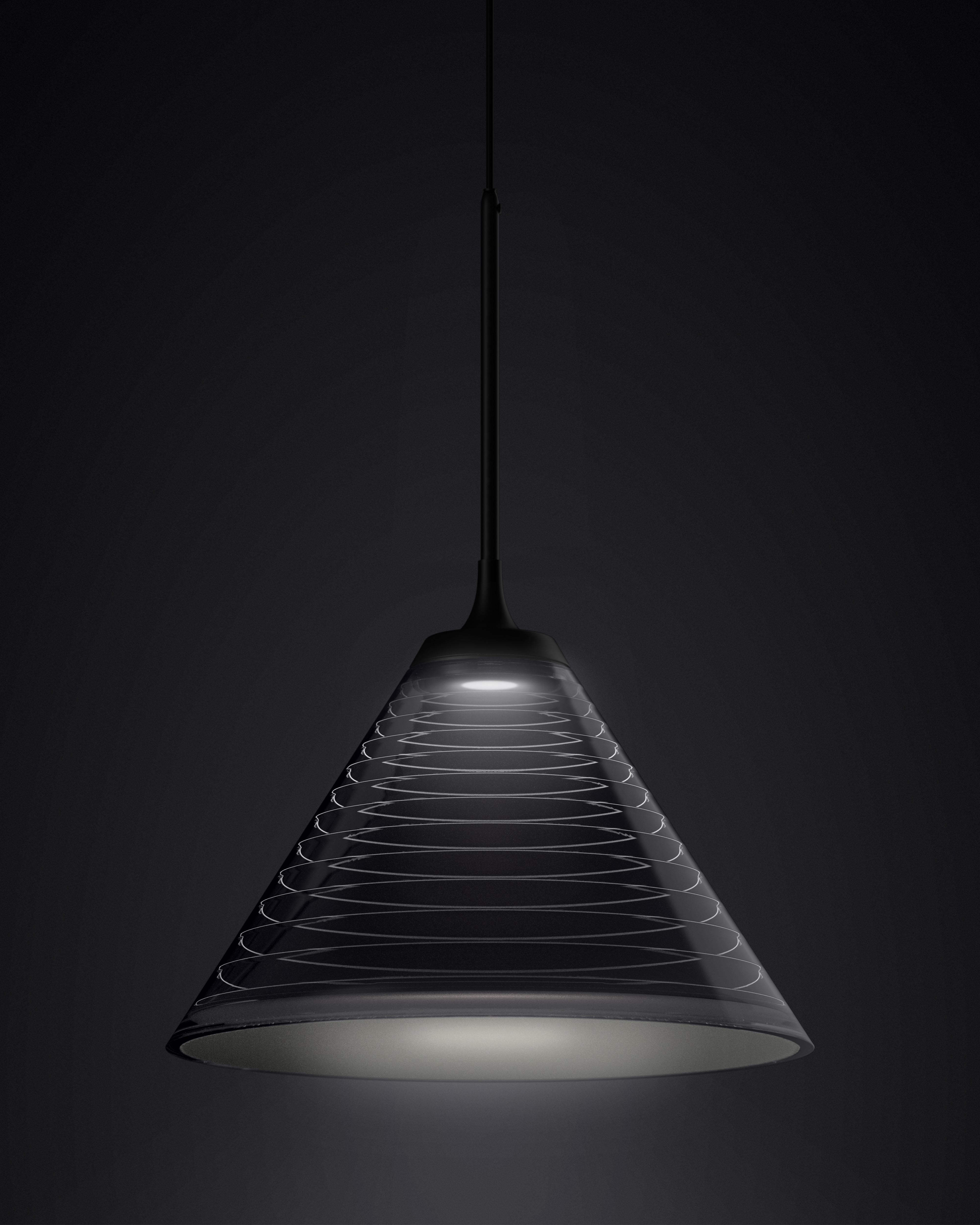 Render di lampada artemide in vetro su sfondo nero