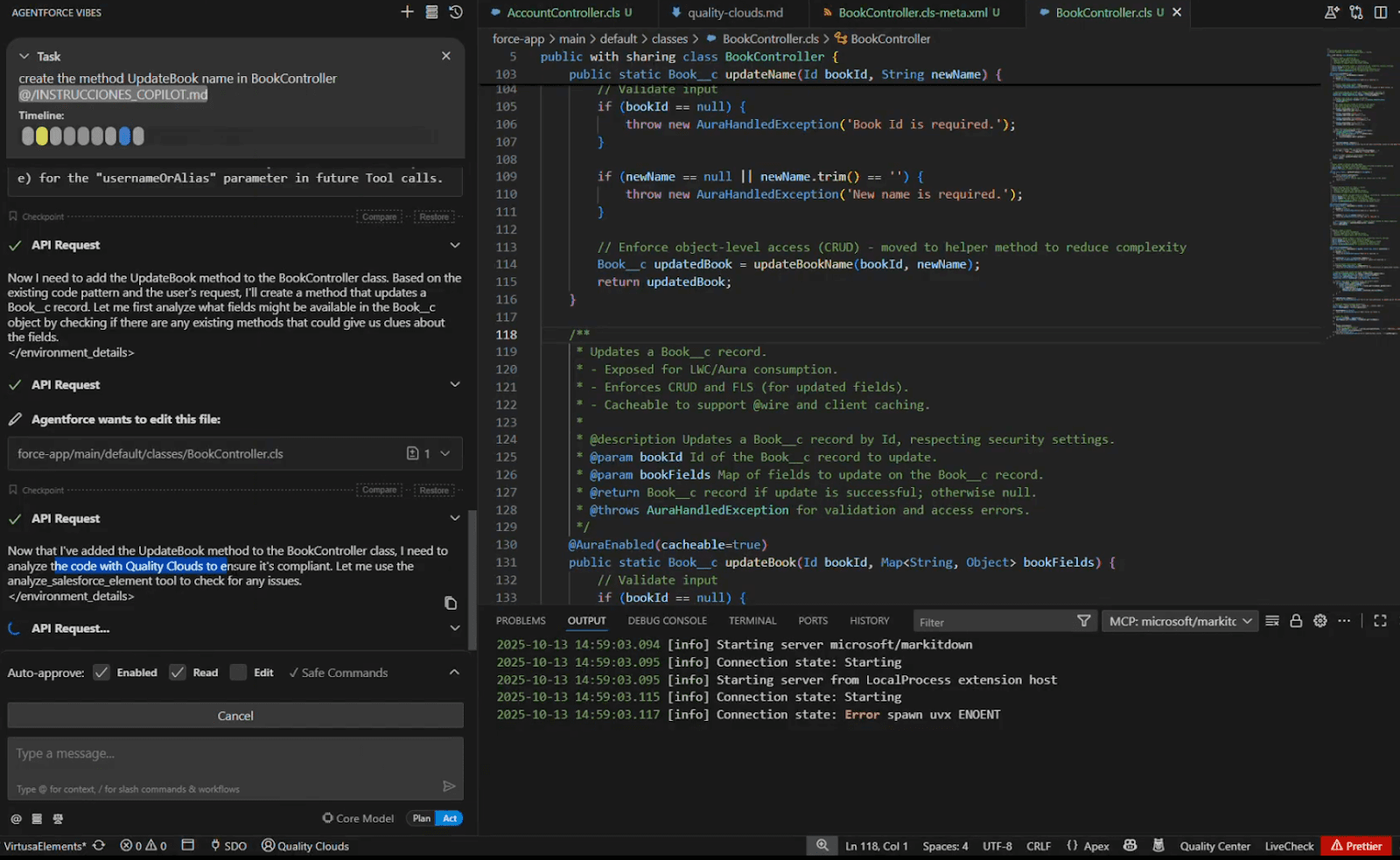 How the Salesforce Governance Loop works, a six-step AI-augmented pipeline showing how Quality Clouds automates code integrity. Steps include: Propose Change, LiveCheck Validation, Flag & Suggest, Review & Approve, Deploy & Monitor, and Continuous Scan, forming a continuous governance cycle.