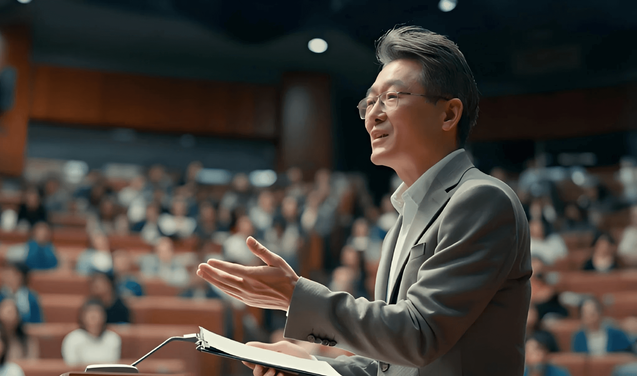 香港企業研討會現場由專業團隊全程統籌，講者在投影幕前清晰講解內容，觀眾專注參與，體現研討會策劃與現場執行的專業度 Hong Kong business seminar managed by professional event planners with speaker presenting in front of screen and focused audience showing well organized corporate seminar planning 香港研討會策劃 中小企活動統籌 專業企業研討會