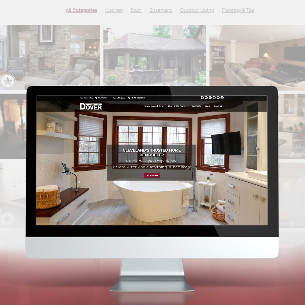 Website showcases home remodeling projects and services available from Dover Home Remodelers