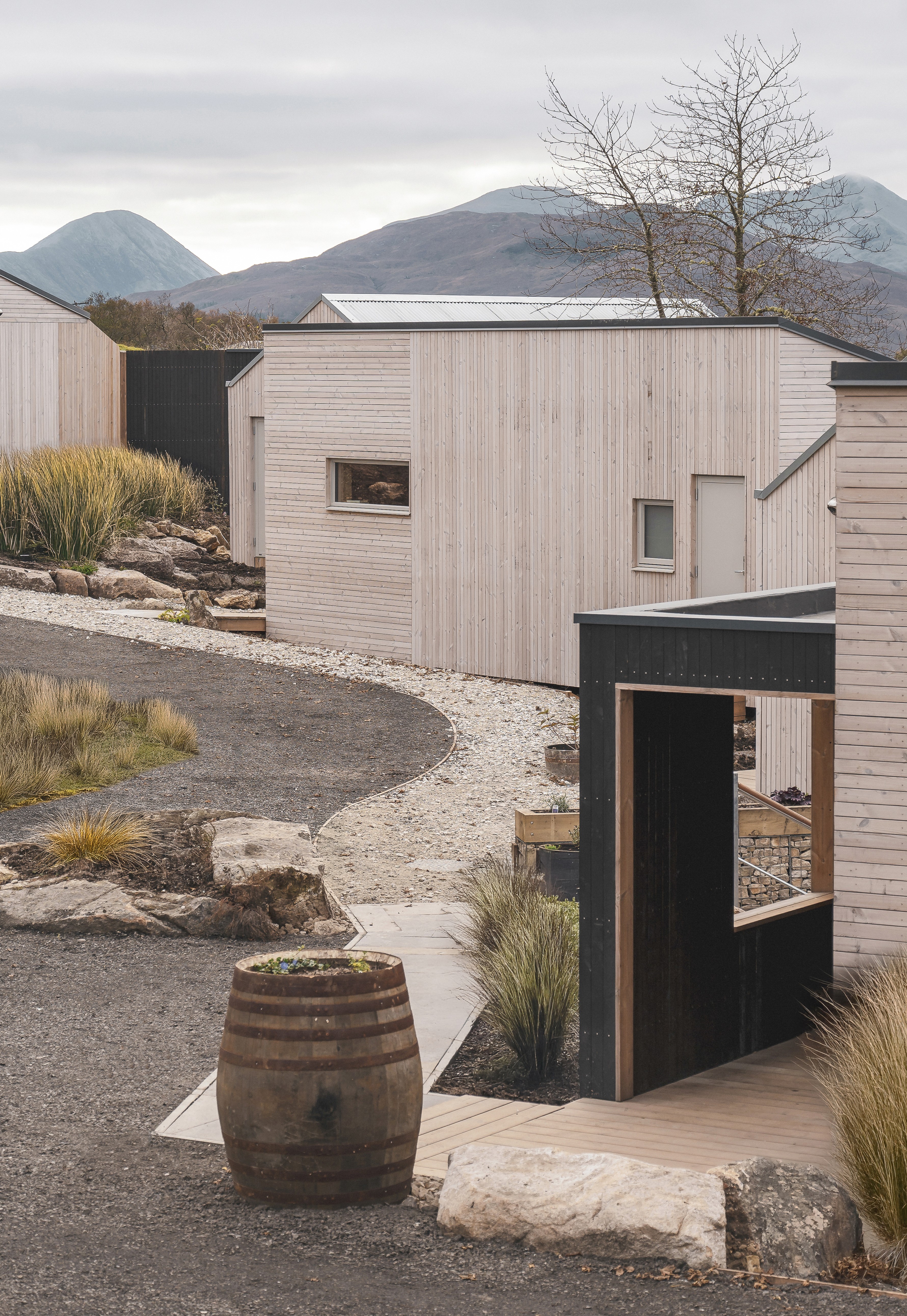 Distillery cabins for Isle of Raasay distillery - design by S+Co and Corr Cabins