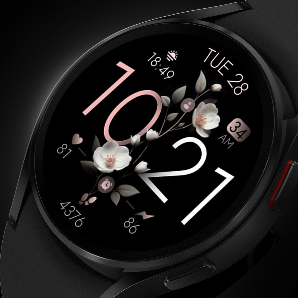 Galaxy watch displaying a digital watch face