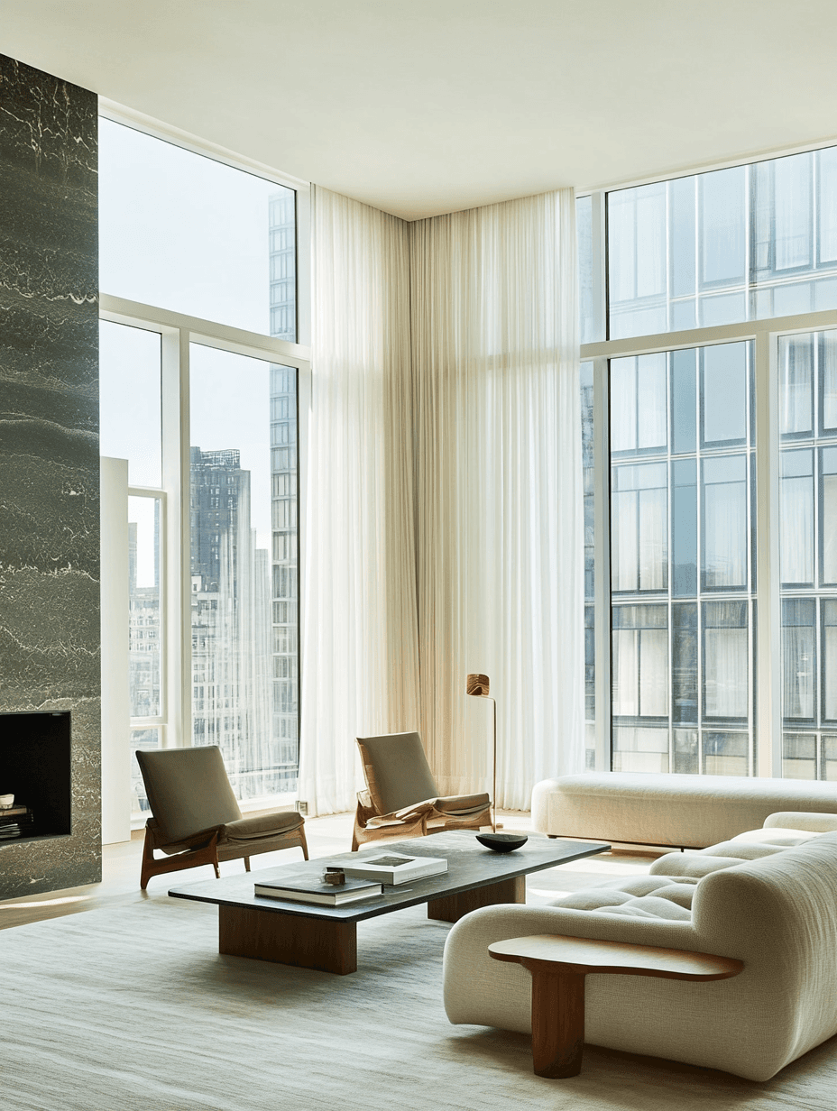 Modern dining table with chairs in sunlit room