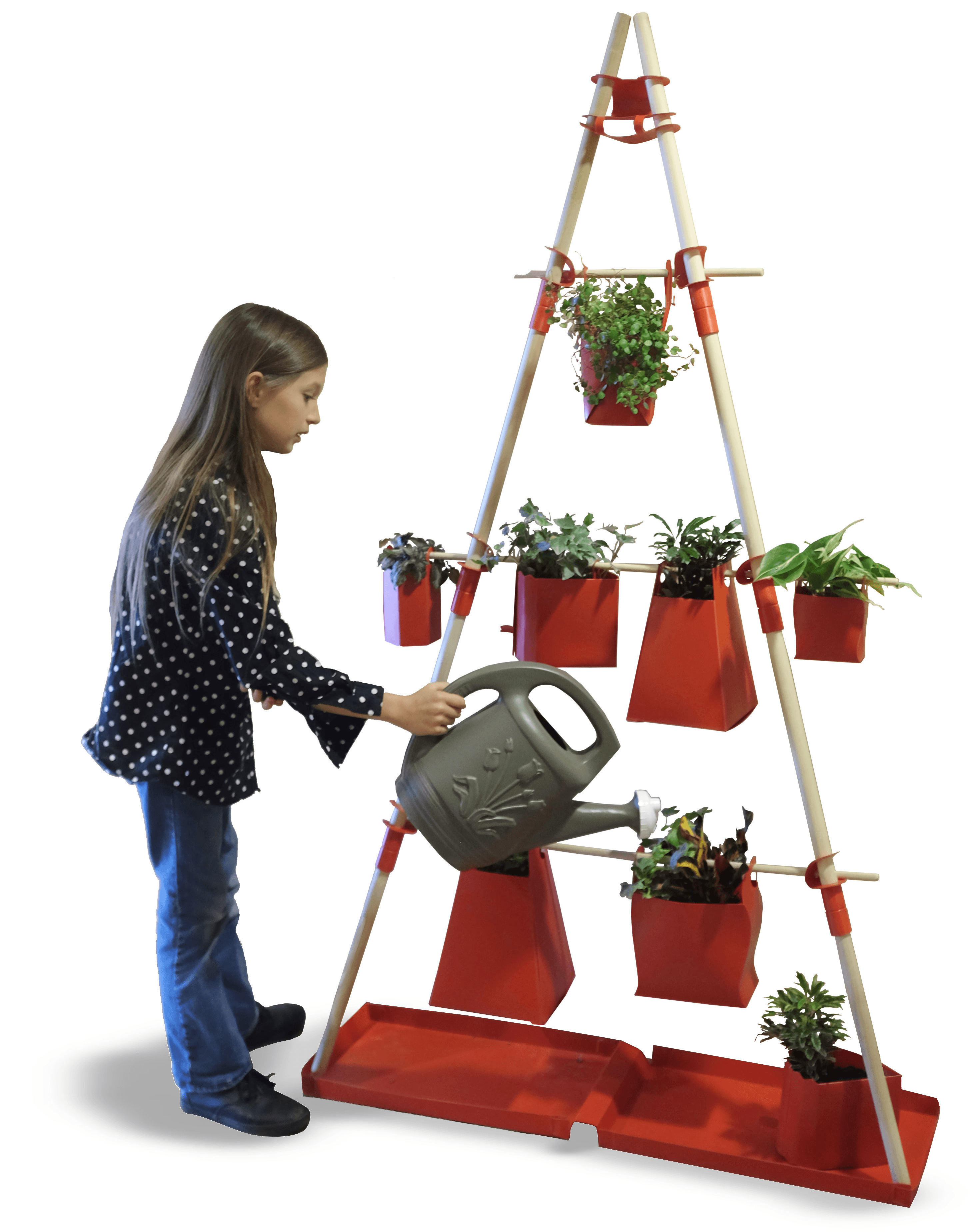 Child Watering Indoor Gardening setup