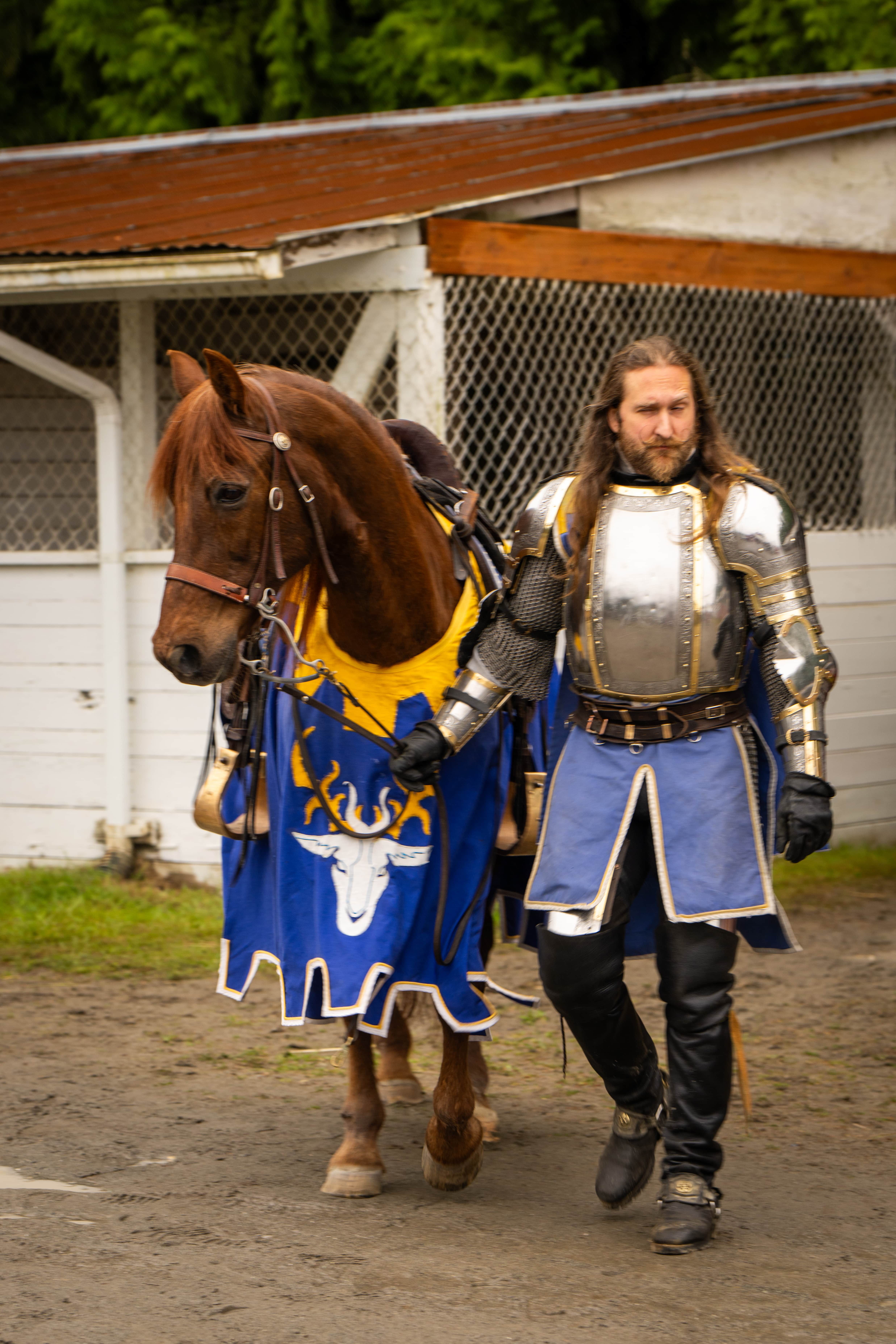 Knight walking his horse out to stage at WRF