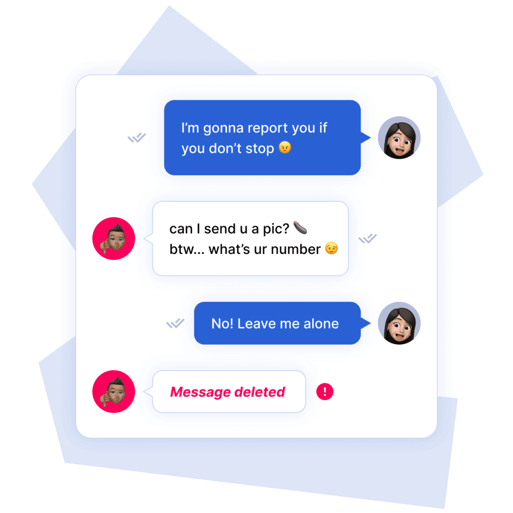 Mockup design of a chat conversation between two people.