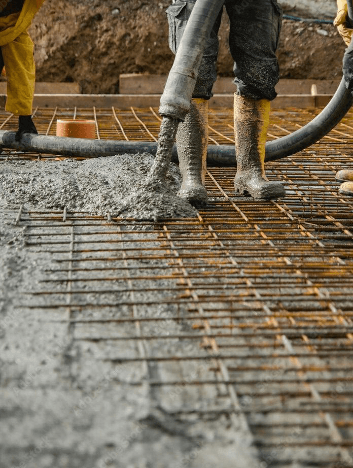 a few men in hardhats working on a construction site