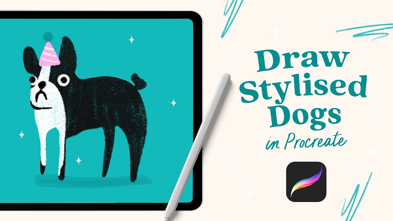 How to Draw Cute Stylised Dogs in Procreate (Beginner Video Tutorial)