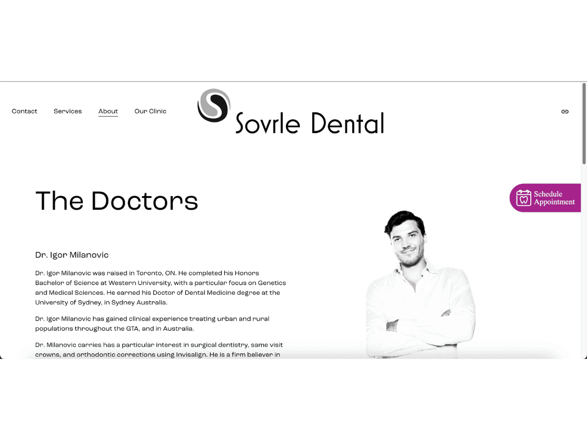 Sovrle Dental Old Website Design Before DentalRx Redesign