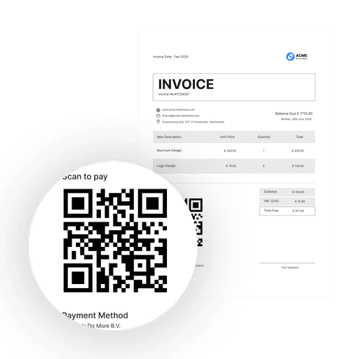 Invoice with QR-code to pay