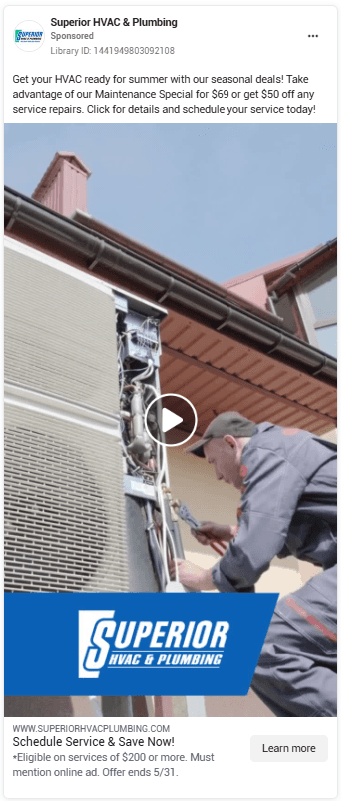 hvac facebook ads with behind the scenes content