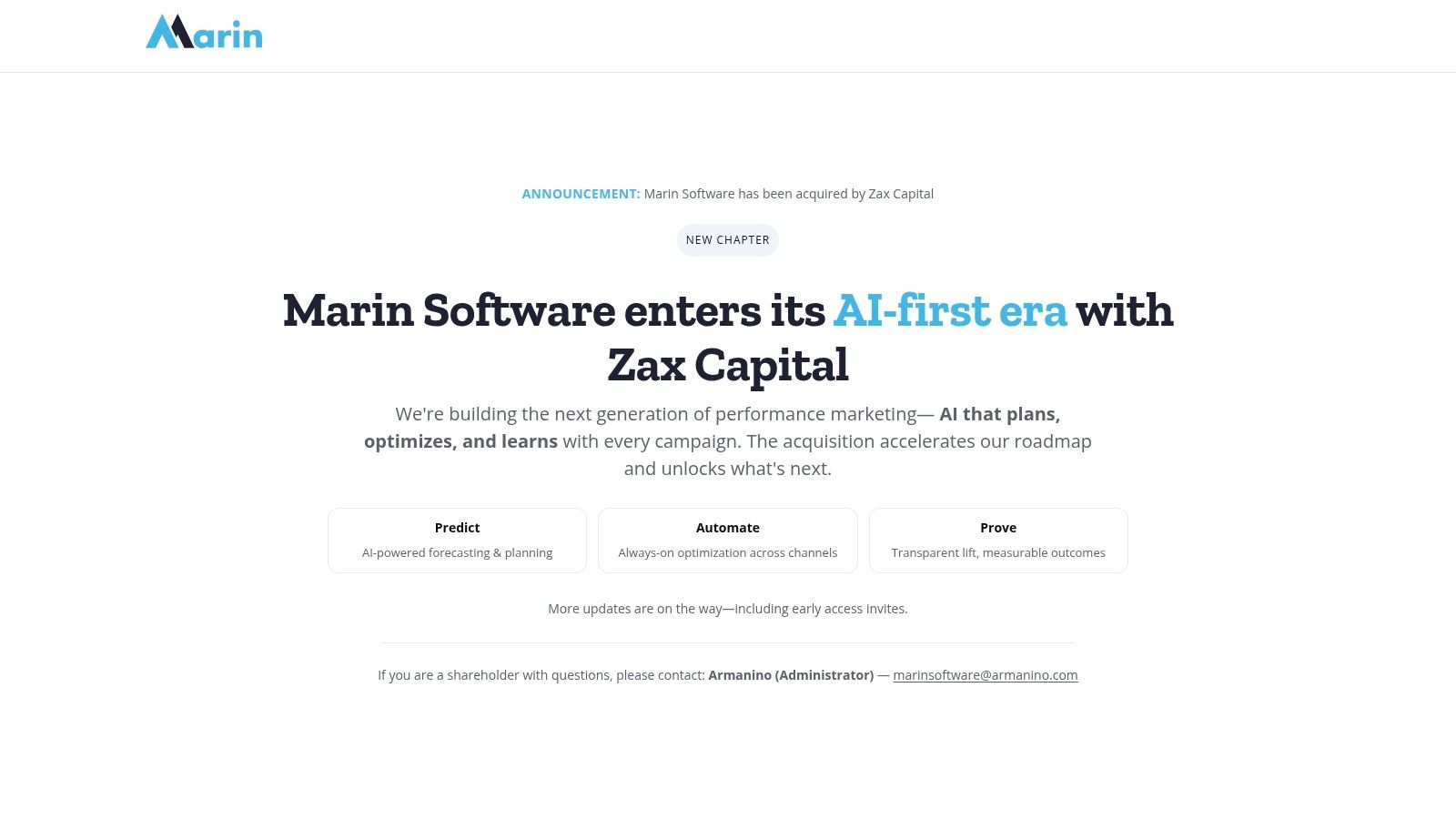 MarinOne's dashboard showing cross-channel ad performance data and analytics.
