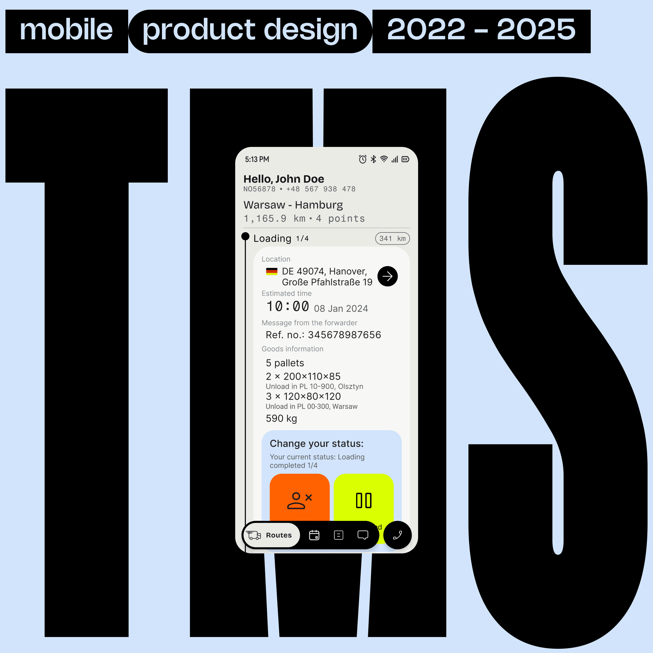 cover of a transport management system Joanna designed