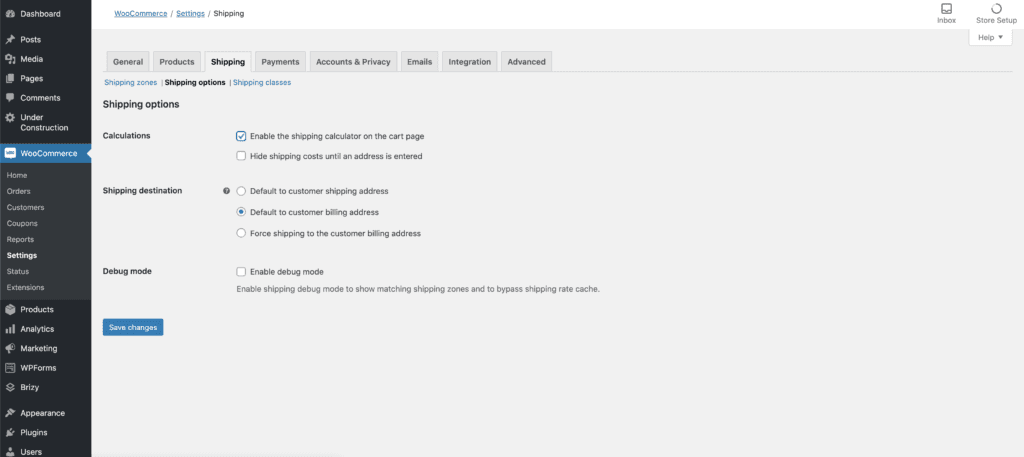 Woocommerce general settings