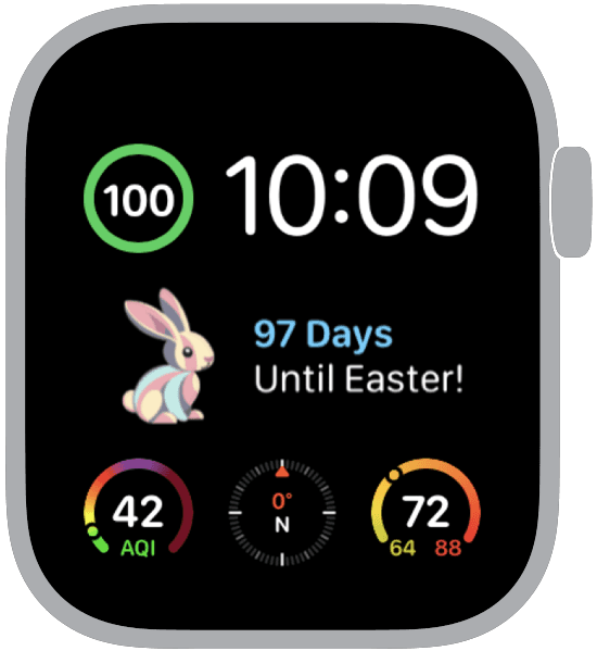 A selection from the Easter Countdown Apple Watch face collection
