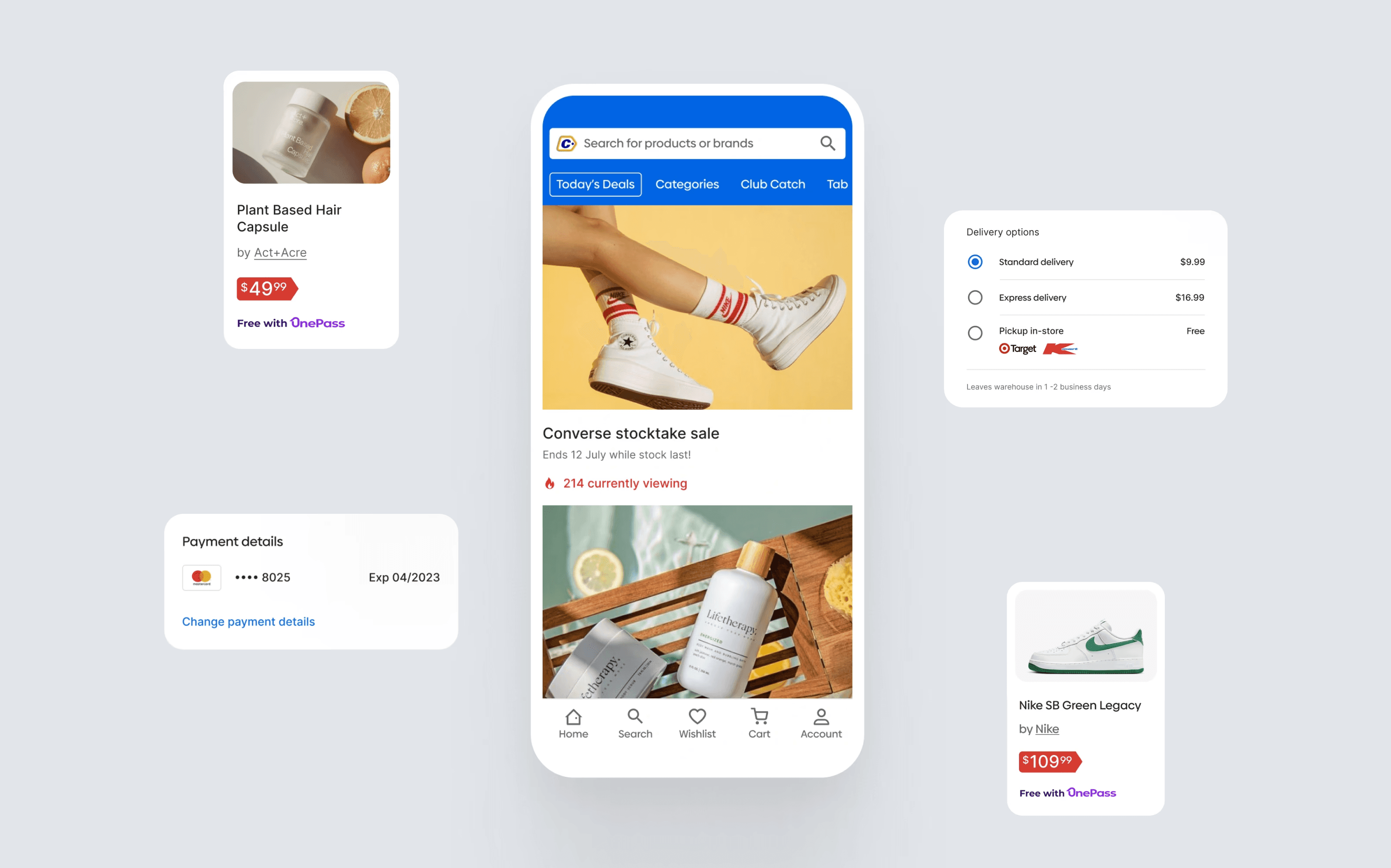 Home screen of catch online shopping app