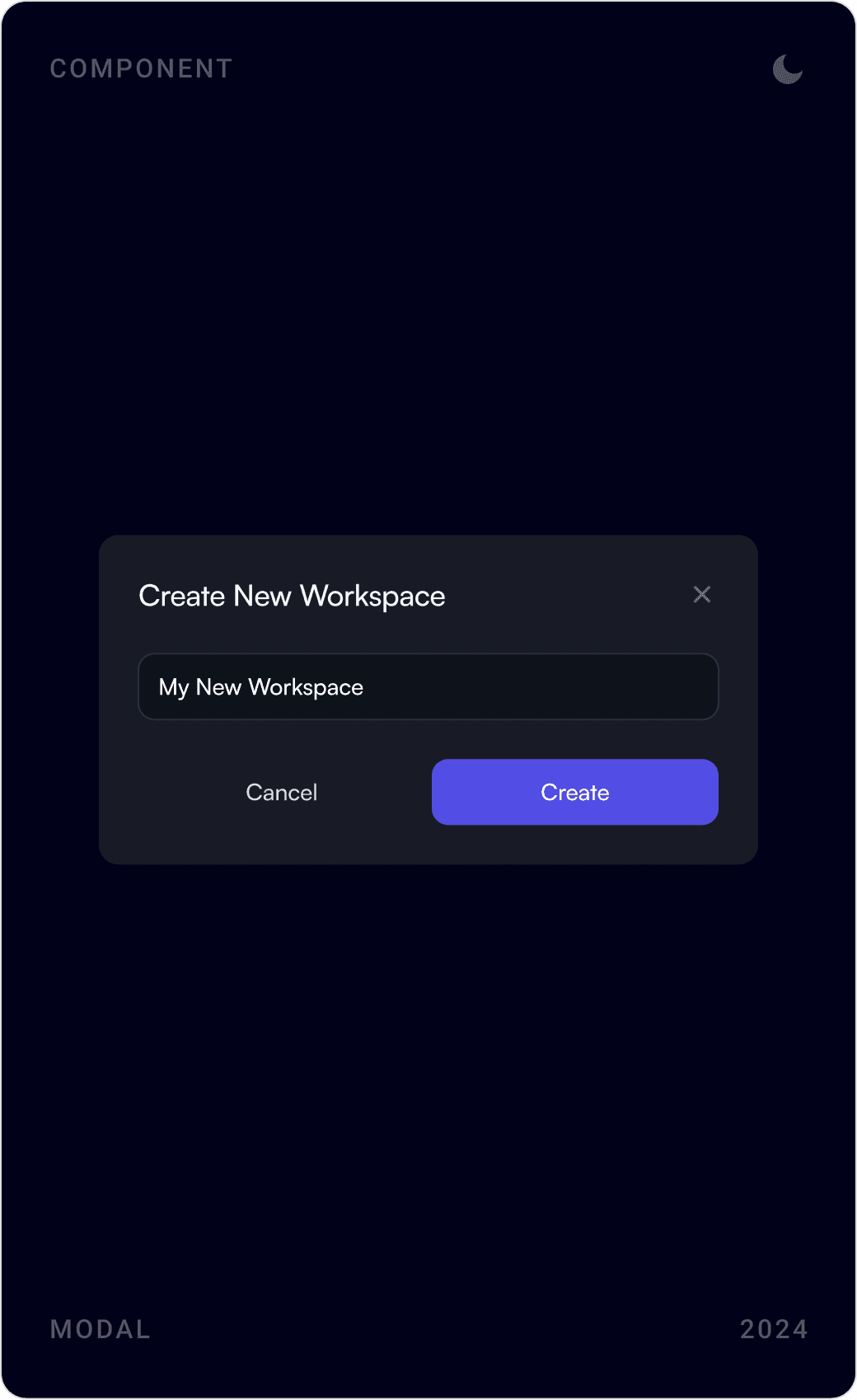 Professional Workspace Creation Modal Design