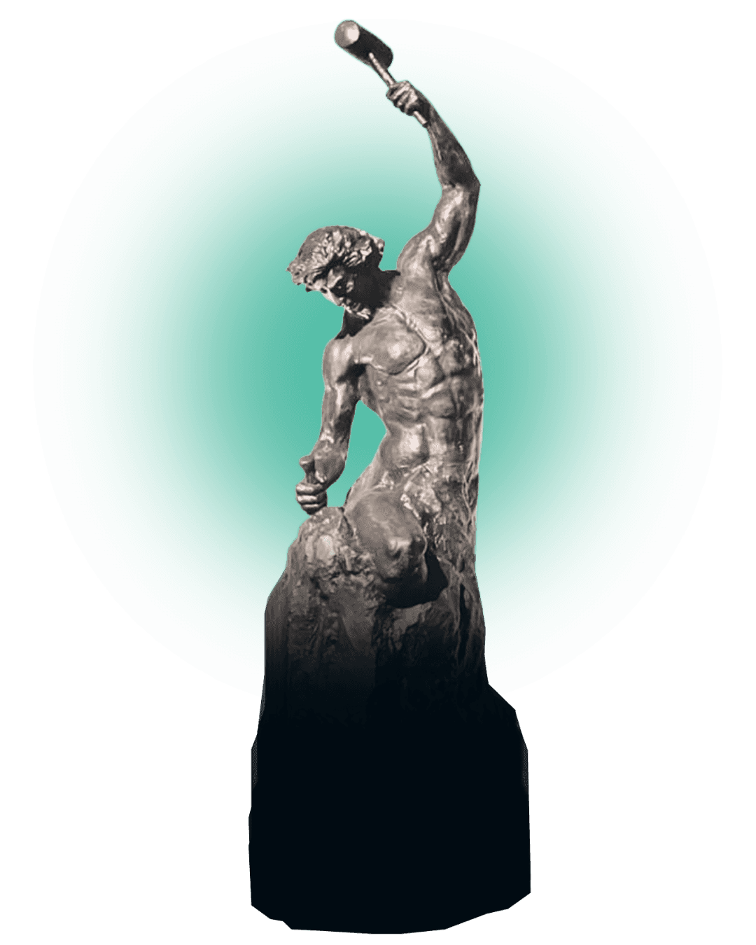 Statue of Man chiseling himself out of stone