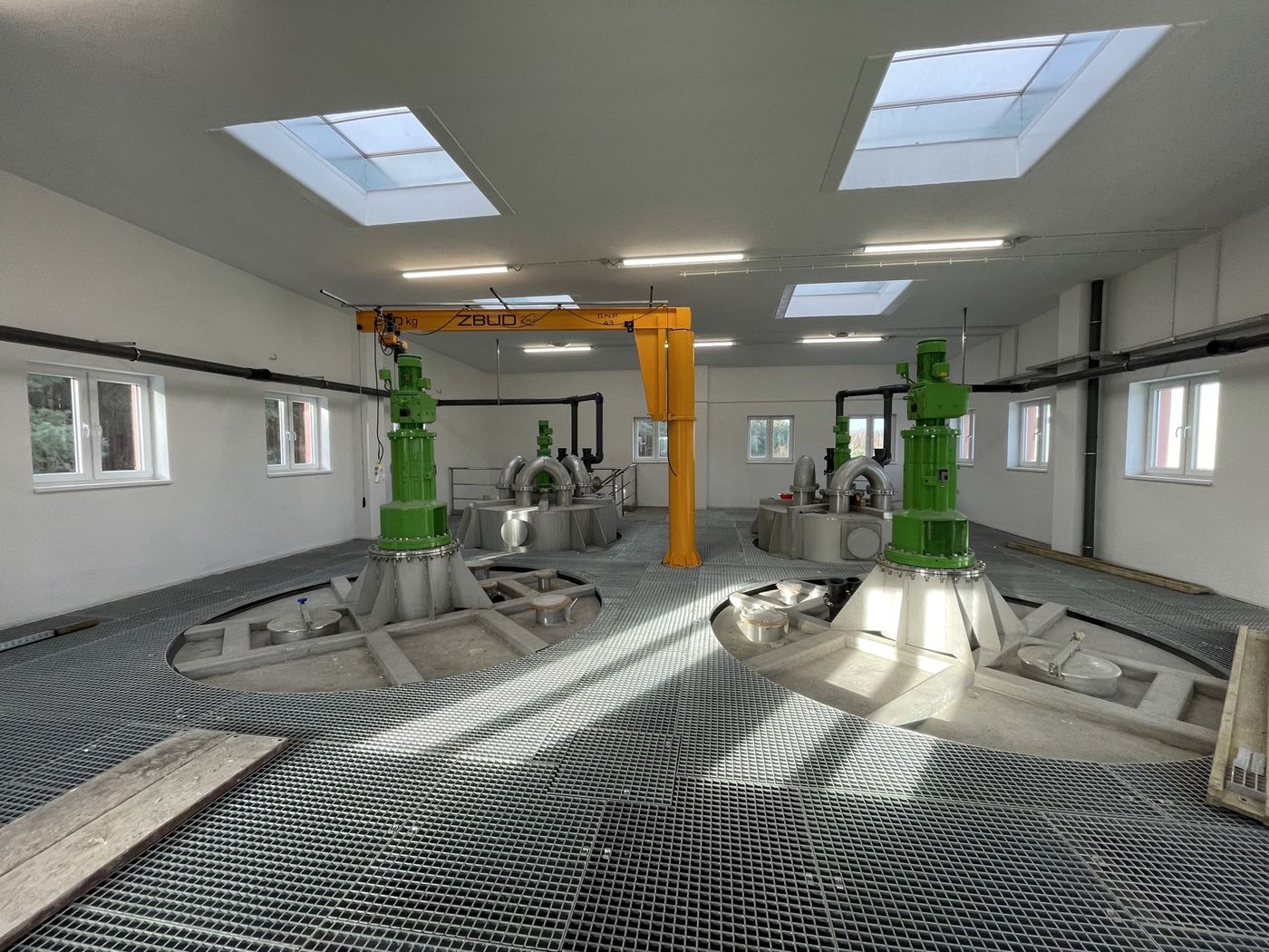 AEROTHERM reactor hall with the tops of the thermal hydrolysis reactors