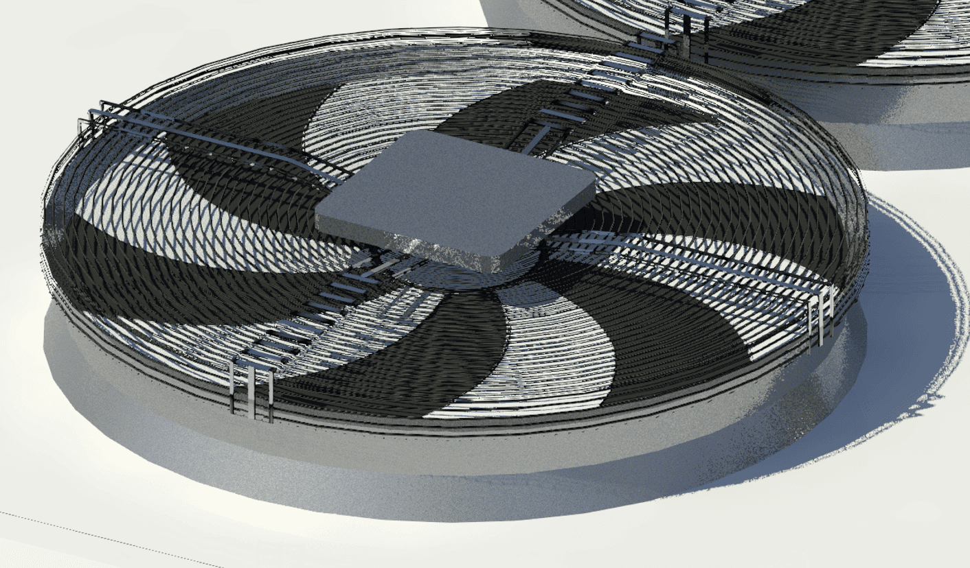 Our parametric nested fan family that uses Revit standard materials for visualizing the shroud.