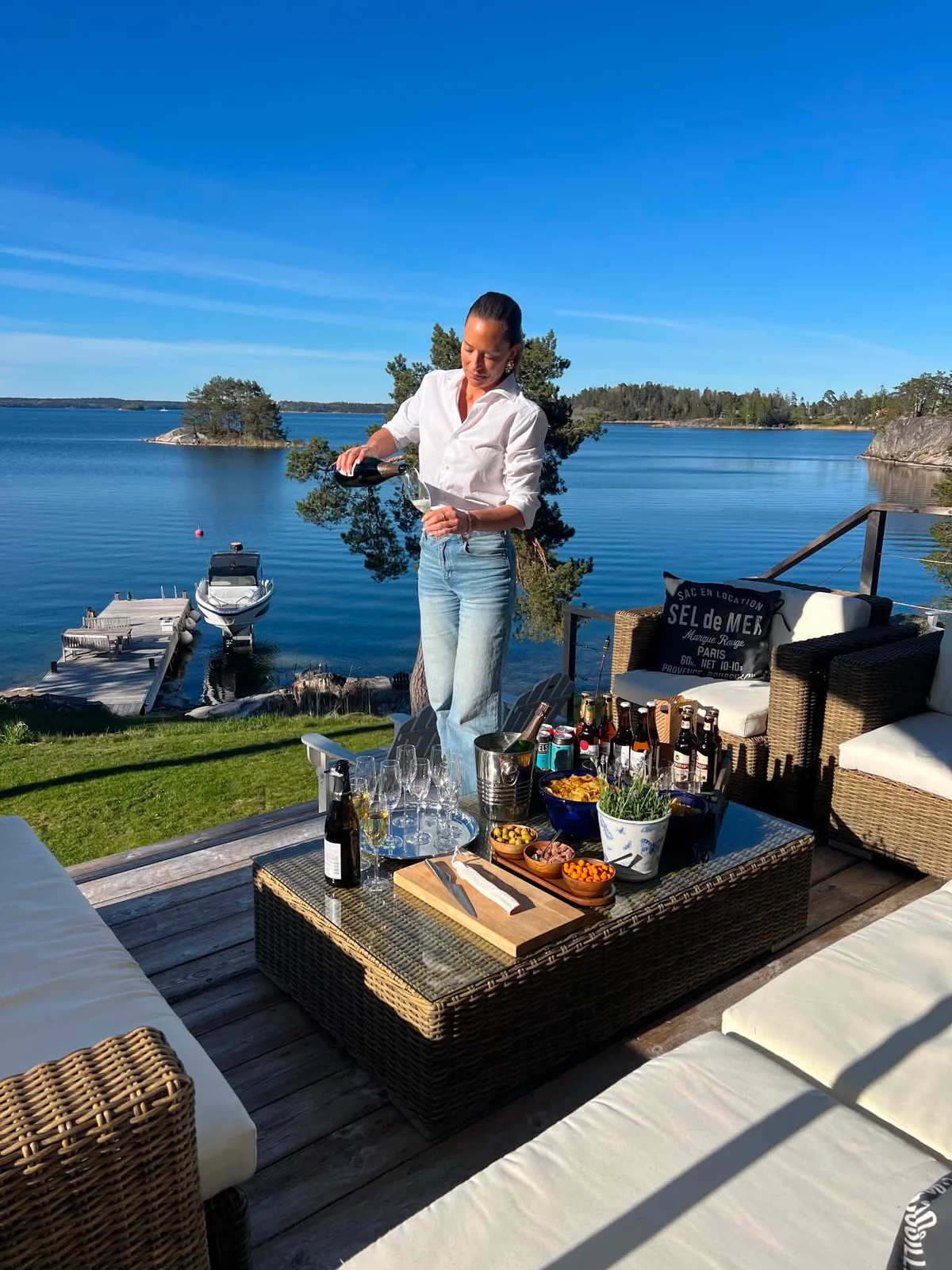 Havet och bryggan vid Villa Muskö