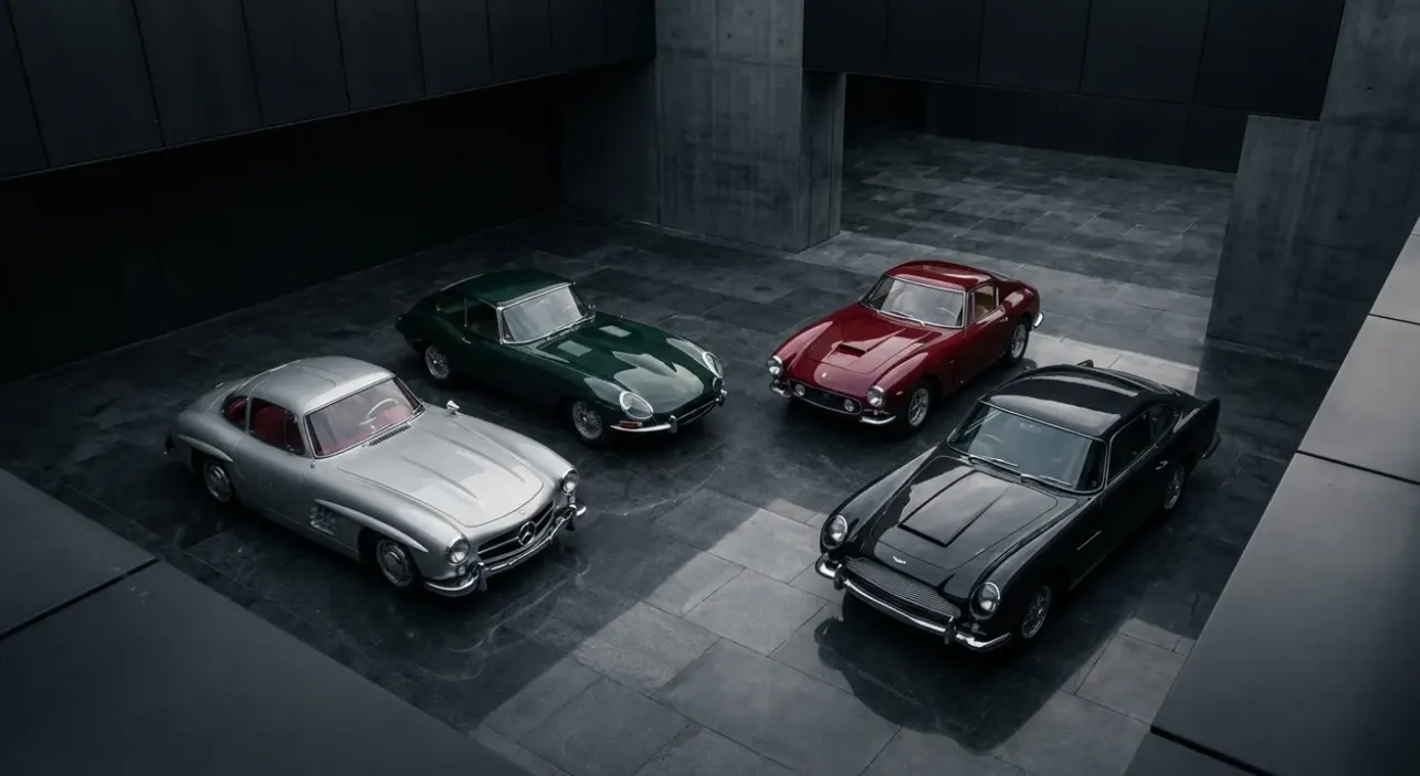 Hochwertige Oldtimer-Sammlung in moderner Sammlerhalle mit Porsche, Mercedes und Vorkriegsfahrzeugen – Fahrzeugsammlung versichern