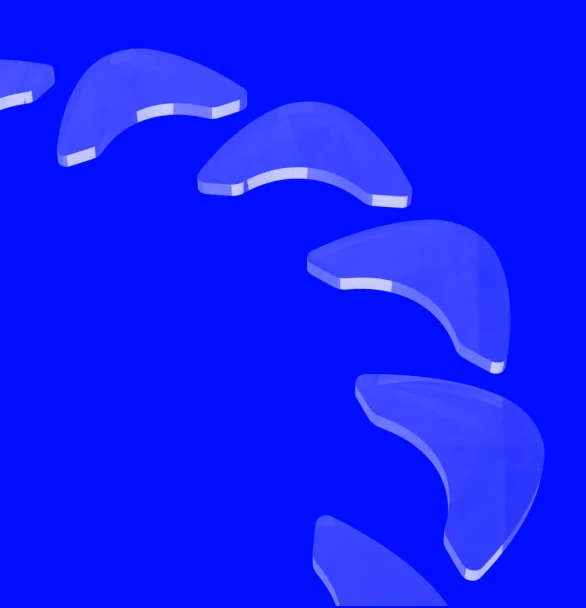 Glass symbols on electric blue