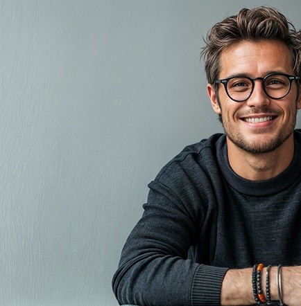 Young man looks into the camera