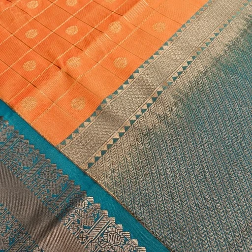 Fanta Orange Semi Kanchivaram Art Silk Saree