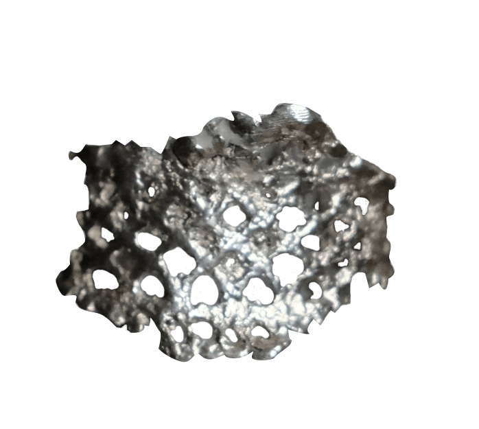 Sculpted silver ring with rough, uneven surface