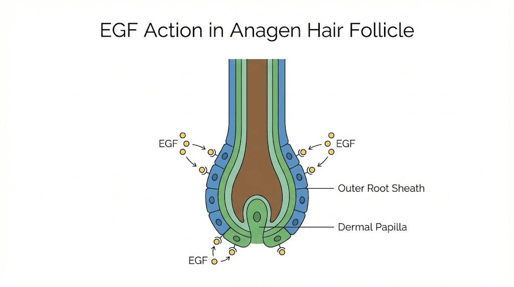 EGF peptide mechanism of action in hair follicle growth cycle