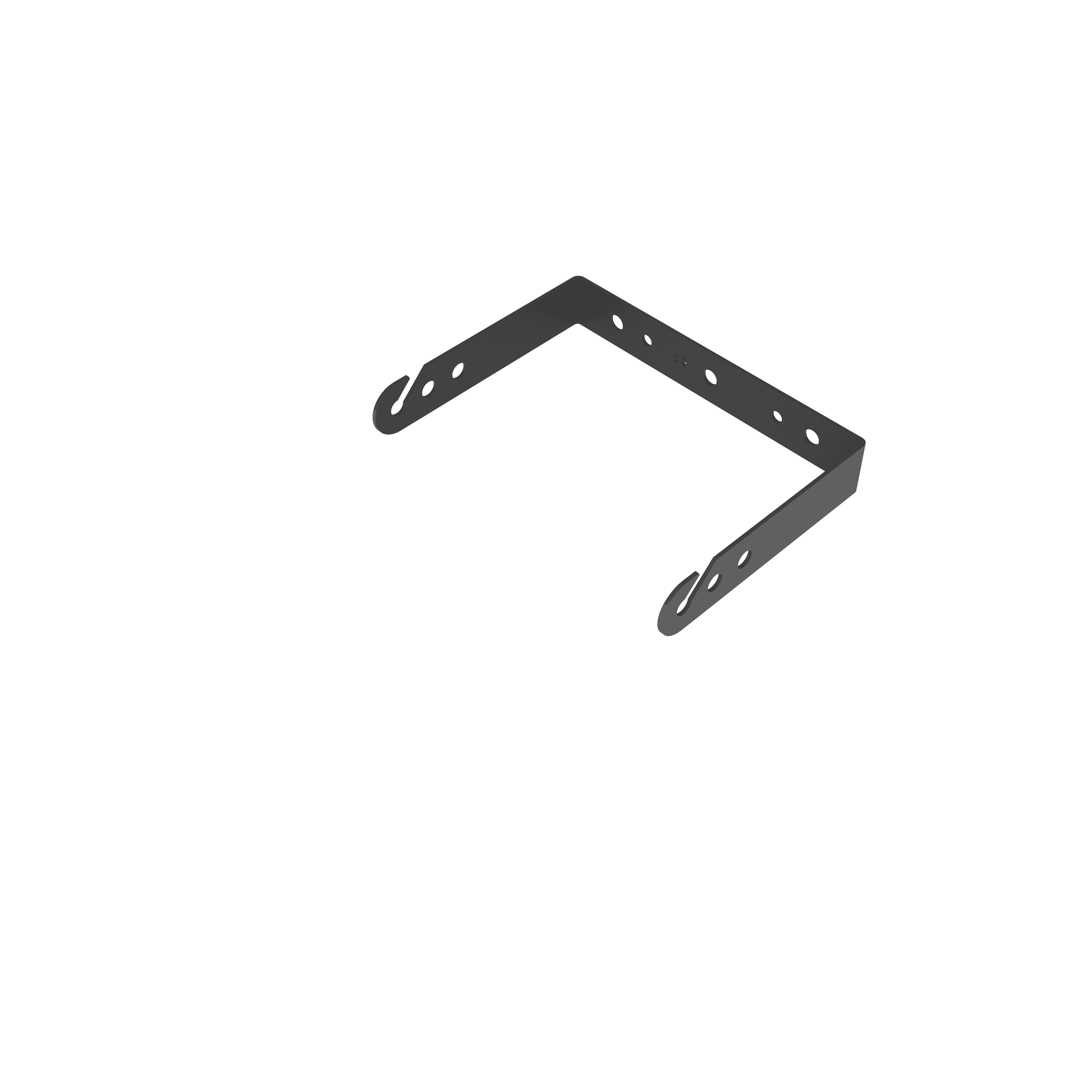 Metal bracket with holes and hooks