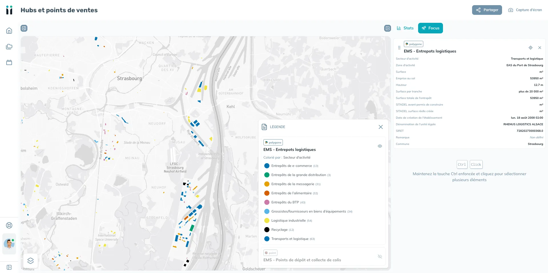 Visualisation - platefome hubs et points de vente