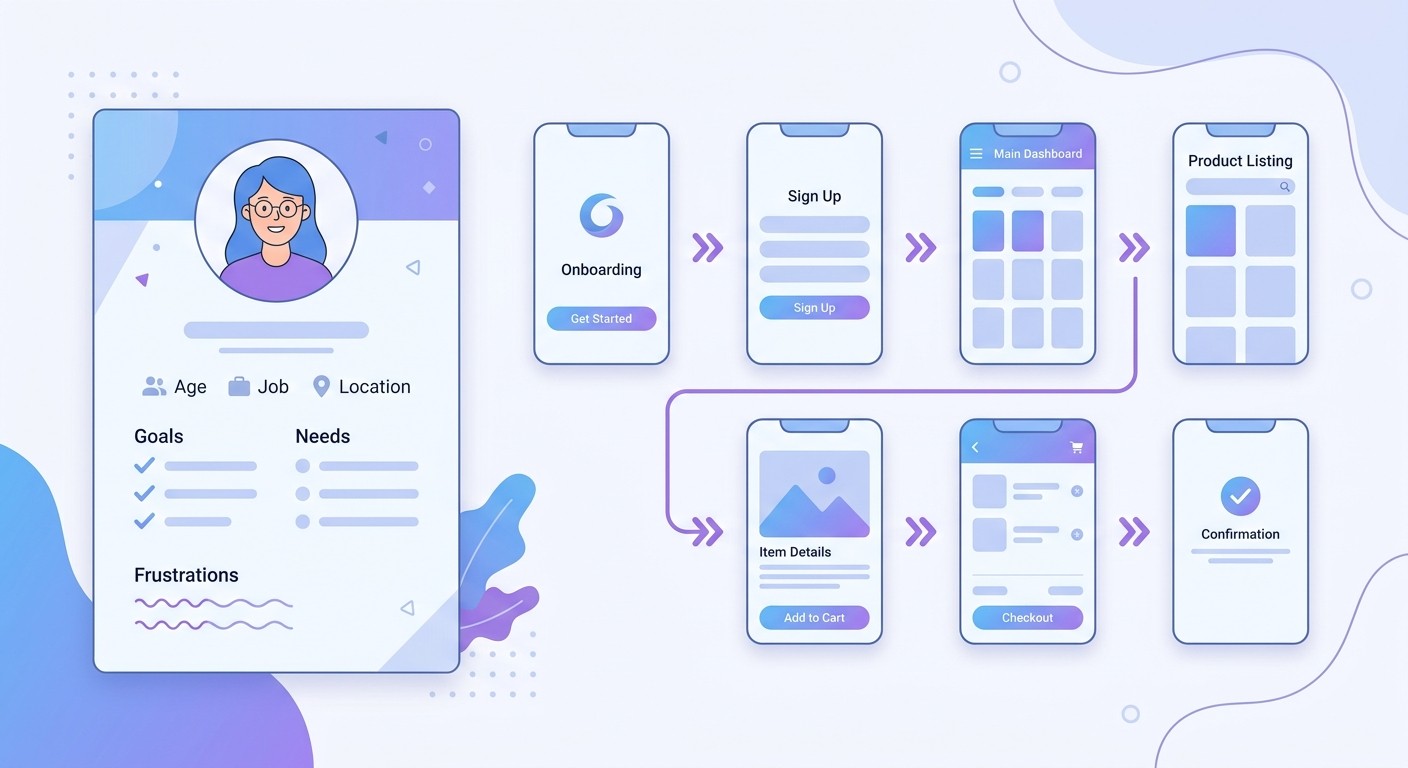 Bar chart showing app user growth over time with people climbing the bars