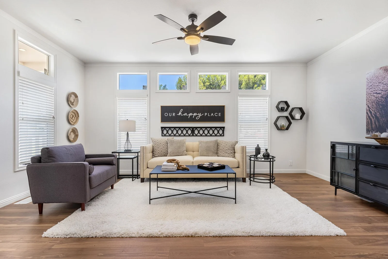 beautiful living room of prefab manufactured home