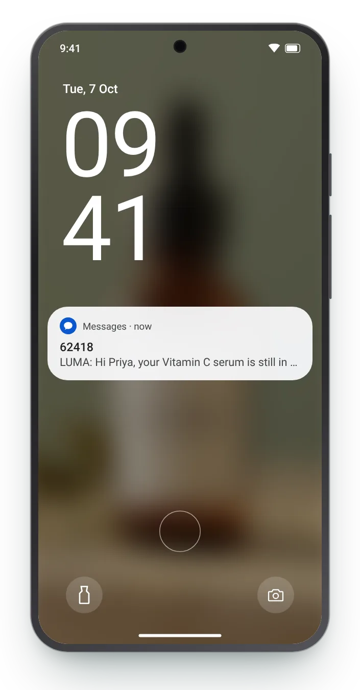 The same reminder as a notification on an Android lock screen
