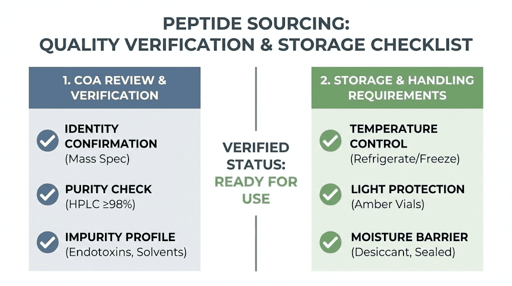 Peptide quality verification and sourcing checklist