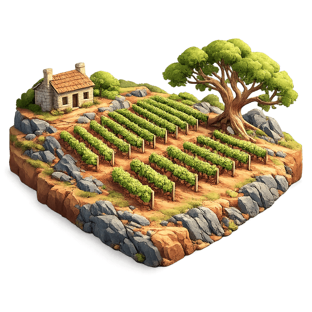 Artistic illustration of the Clare Valley wine region.