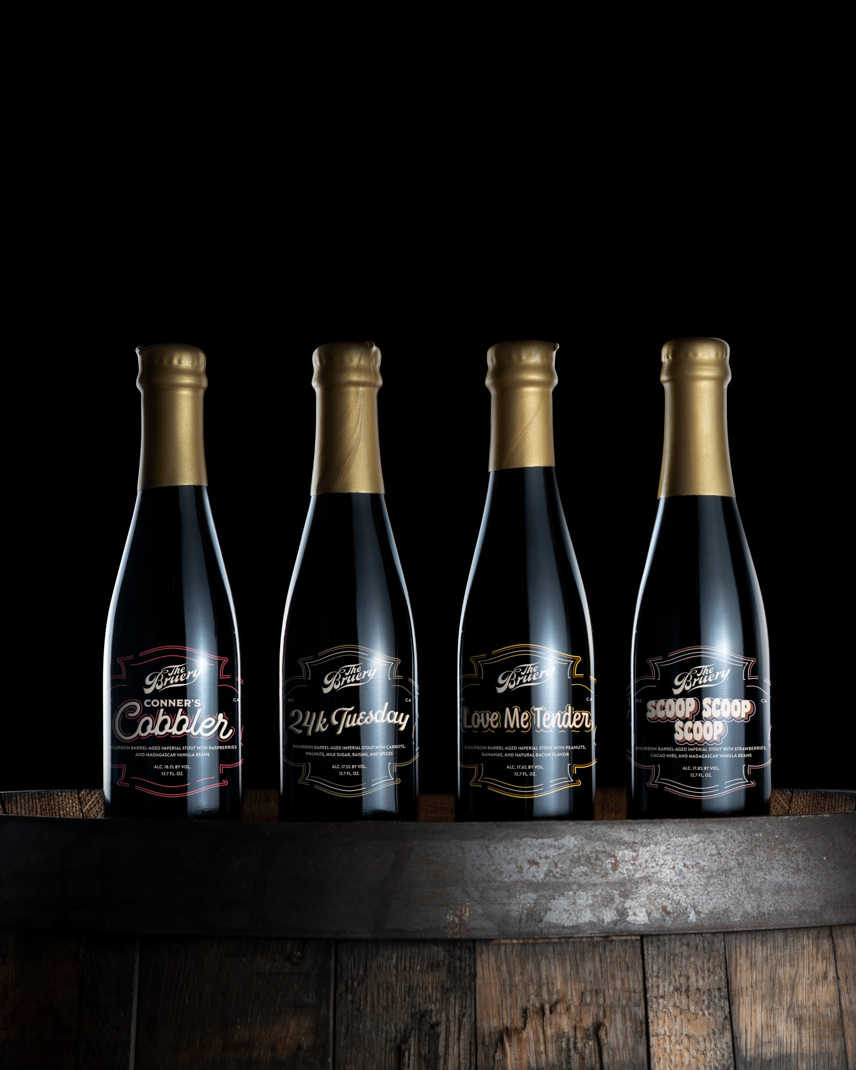 Black Tuesday bottles photographed with bokeh background