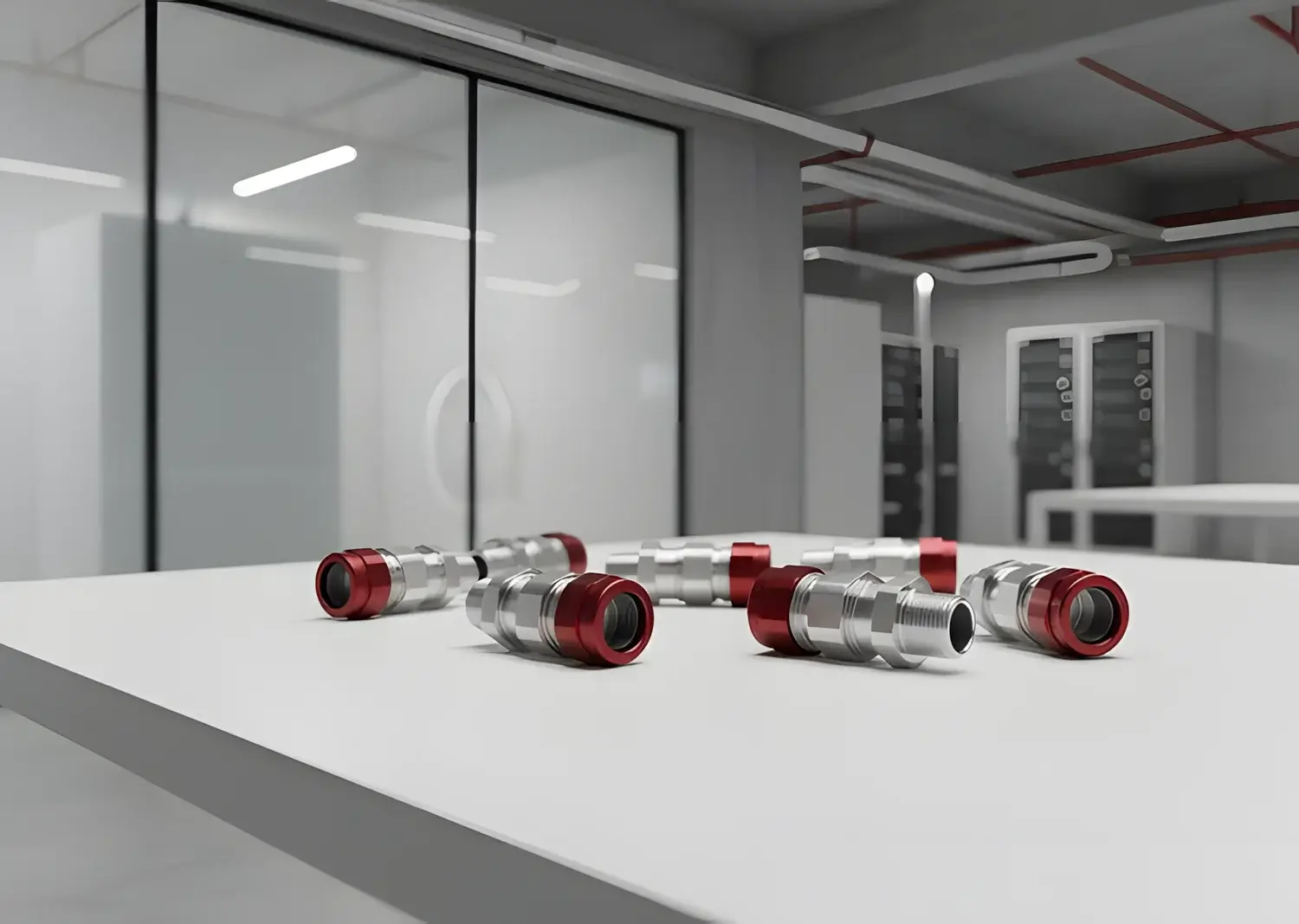 conectores para cables en mesa